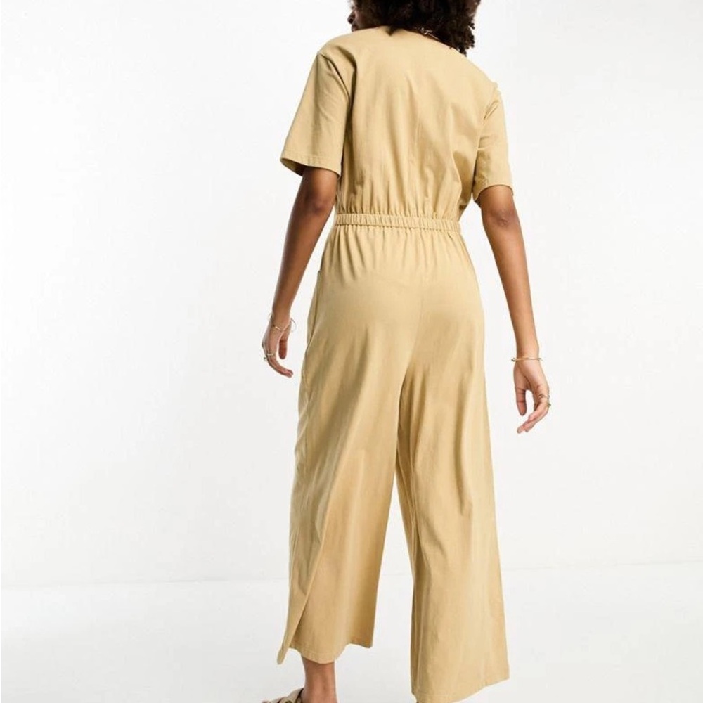 ASOS Tan Button-Front Jumpsuit - Picture 3 of 4
